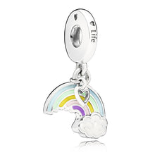 Load image into Gallery viewer, Rainbow & Cloud Dangle Charm