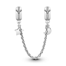 Load image into Gallery viewer, Half Moon & Star Safety Chain Charm
