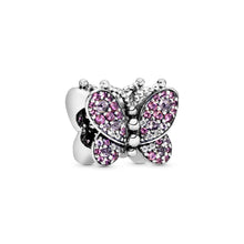 Load image into Gallery viewer, Pink Pavé Butterfly Charm