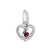 Load image into Gallery viewer, Blazing Red Beaded Heart Dangle Charm