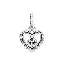 Load image into Gallery viewer, Blazing Red Beaded Heart Dangle Charm