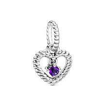 Load image into Gallery viewer, Purple Beaded Heart Dangle Charm