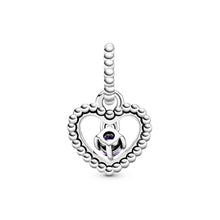 Load image into Gallery viewer, Purple Beaded Heart Dangle Charm