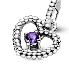 Load image into Gallery viewer, Purple Beaded Heart Dangle Charm