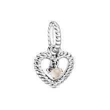 Load image into Gallery viewer, Misty Rose Beaded Heart Dangle Charm