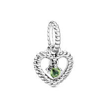 Load image into Gallery viewer, Spring Green Beaded Heart Dangle Charm