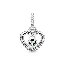 Load image into Gallery viewer, Spring Green Beaded Heart Dangle Charm