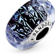Load image into Gallery viewer, Wavy Dark Blue Murano Glass Ocean Charm