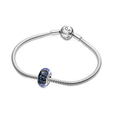 Load image into Gallery viewer, Wavy Dark Blue Murano Glass Ocean Charm