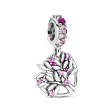 Load image into Gallery viewer, Pink Heart Family Tree Dangle Charm