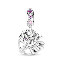 Load image into Gallery viewer, Pink Heart Family Tree Dangle Charm