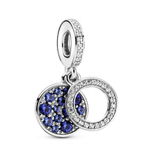 Load image into Gallery viewer, Sparkling Blue Disc Double Dangle Charm