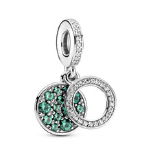 Load image into Gallery viewer, Sparkling Green Disc Double Dangle Charm