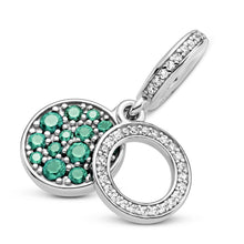 Load image into Gallery viewer, Sparkling Green Disc Double Dangle Charm