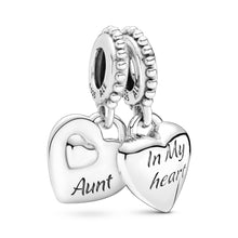 Load image into Gallery viewer, Aunt & Niece Split Heart Dangle Charm
