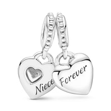 Load image into Gallery viewer, Aunt & Niece Split Heart Dangle Charm