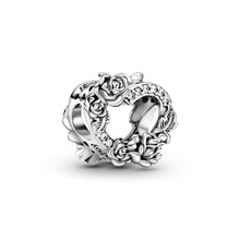 Load image into Gallery viewer, Open Heart & Rose Flowers Charm