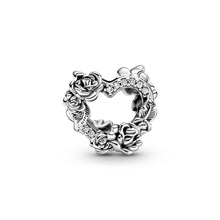 Load image into Gallery viewer, Open Heart & Rose Flowers Charm