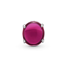 Load image into Gallery viewer, Fuchsia Rose Oval Cabochon Charm
