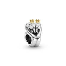 Load image into Gallery viewer, Two-tone Swans & Heart Charm