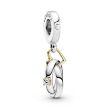 Load image into Gallery viewer, Two-tone Wedding Rings Dangle Charm