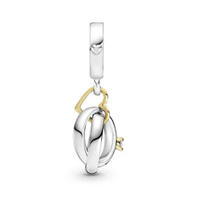 Load image into Gallery viewer, Two-tone Wedding Rings Dangle Charm