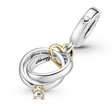 Load image into Gallery viewer, Two-tone Wedding Rings Dangle Charm