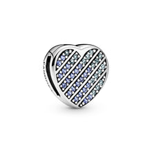 Load image into Gallery viewer, Pandora Reflexions Blue Pavé Heart Clip Charm