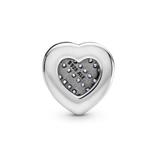 Load image into Gallery viewer, Pandora Reflexions Blue Pavé Heart Clip Charm