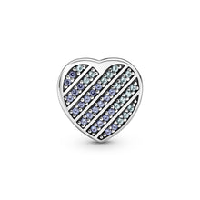 Load image into Gallery viewer, Pandora Reflexions Blue Pavé Heart Clip Charm
