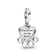 Load image into Gallery viewer, Hearts & Paw Print Dangle Charm