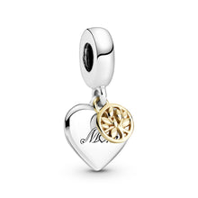 Load image into Gallery viewer, Two-tone Family Tree & Heart Dangle Charm