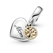Load image into Gallery viewer, Two-tone Family Tree & Heart Dangle Charm