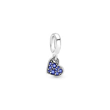 Load image into Gallery viewer, Stellar Blue Pavé Tilted Heart Dangle Charm
