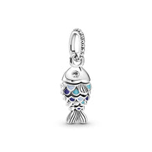Load image into Gallery viewer, Blue Scaled Fish Dangle Charm