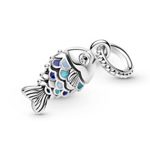 Load image into Gallery viewer, Blue Scaled Fish Dangle Charm