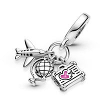 Load image into Gallery viewer, Airplane, Globe & Suitcase Dangle Charm