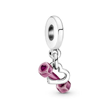 Load image into Gallery viewer, Dumbbell & Heart Dangle Charm