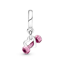 Load image into Gallery viewer, Dumbbell & Heart Dangle Charm