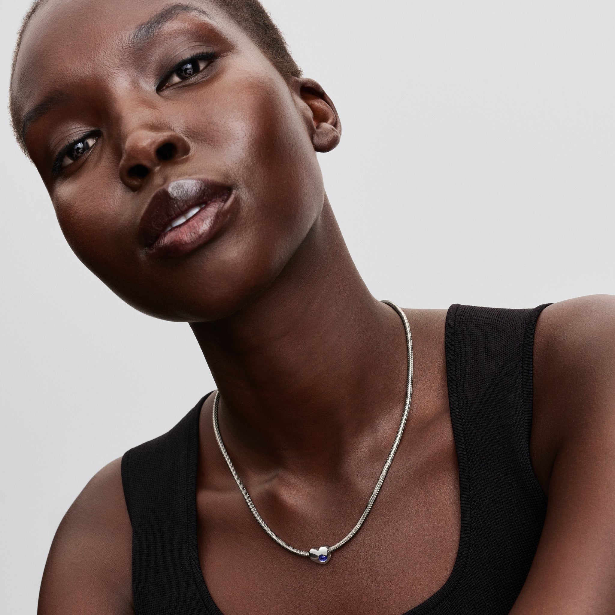 Engravable Blue Stone Heart Charm