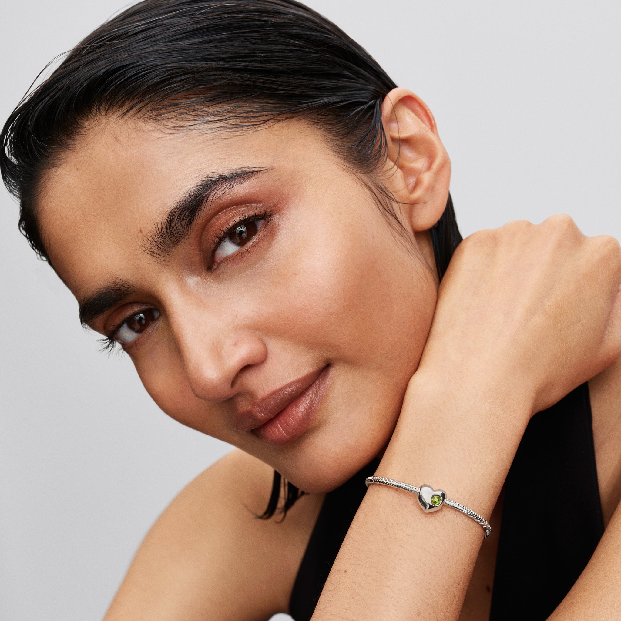 Engravable Spring Green Stone Heart Charm