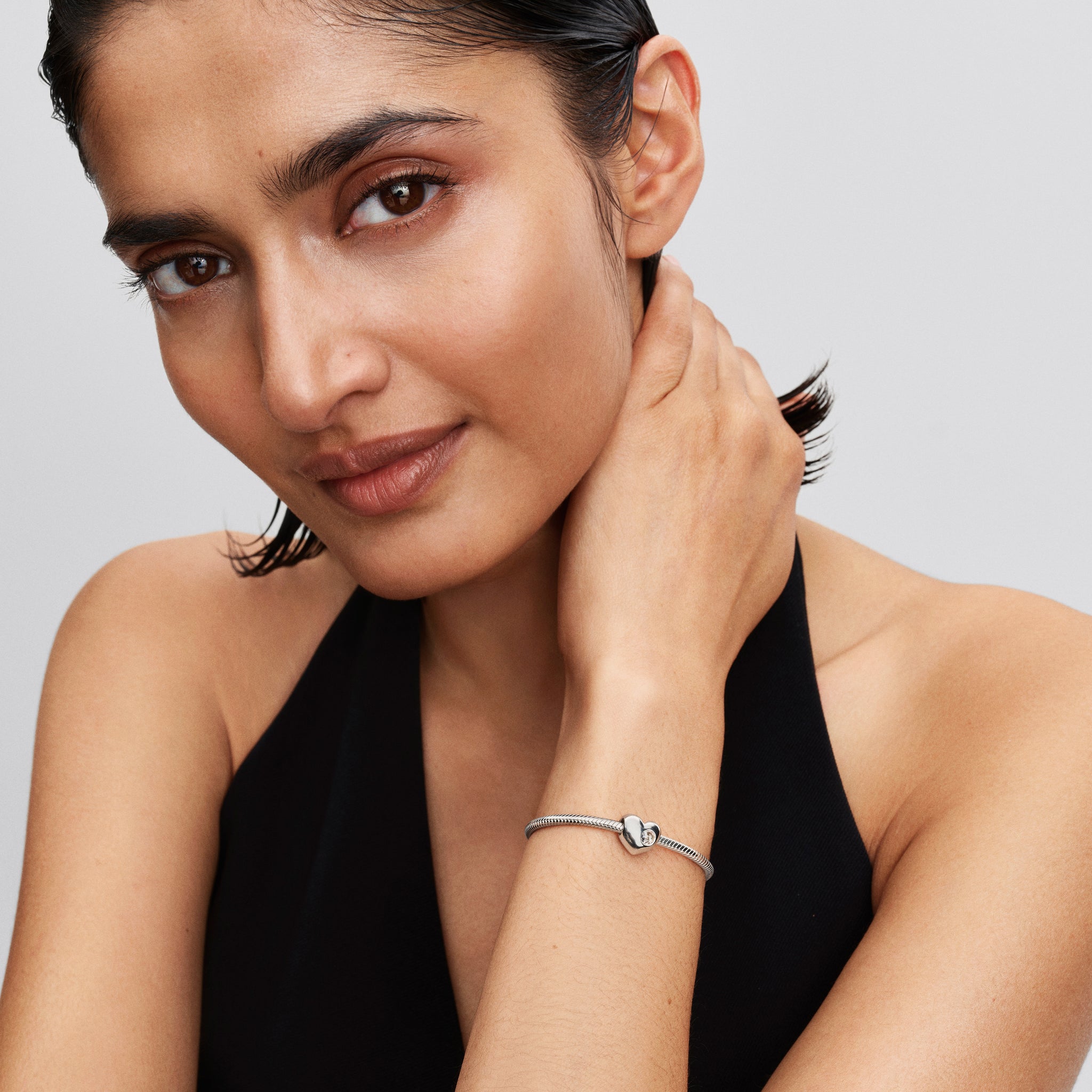 Engravable Clear Stone Heart Charm