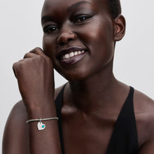 Load image into Gallery viewer, Engravable Heart Turquoise Blue Stone Dangle Charm
