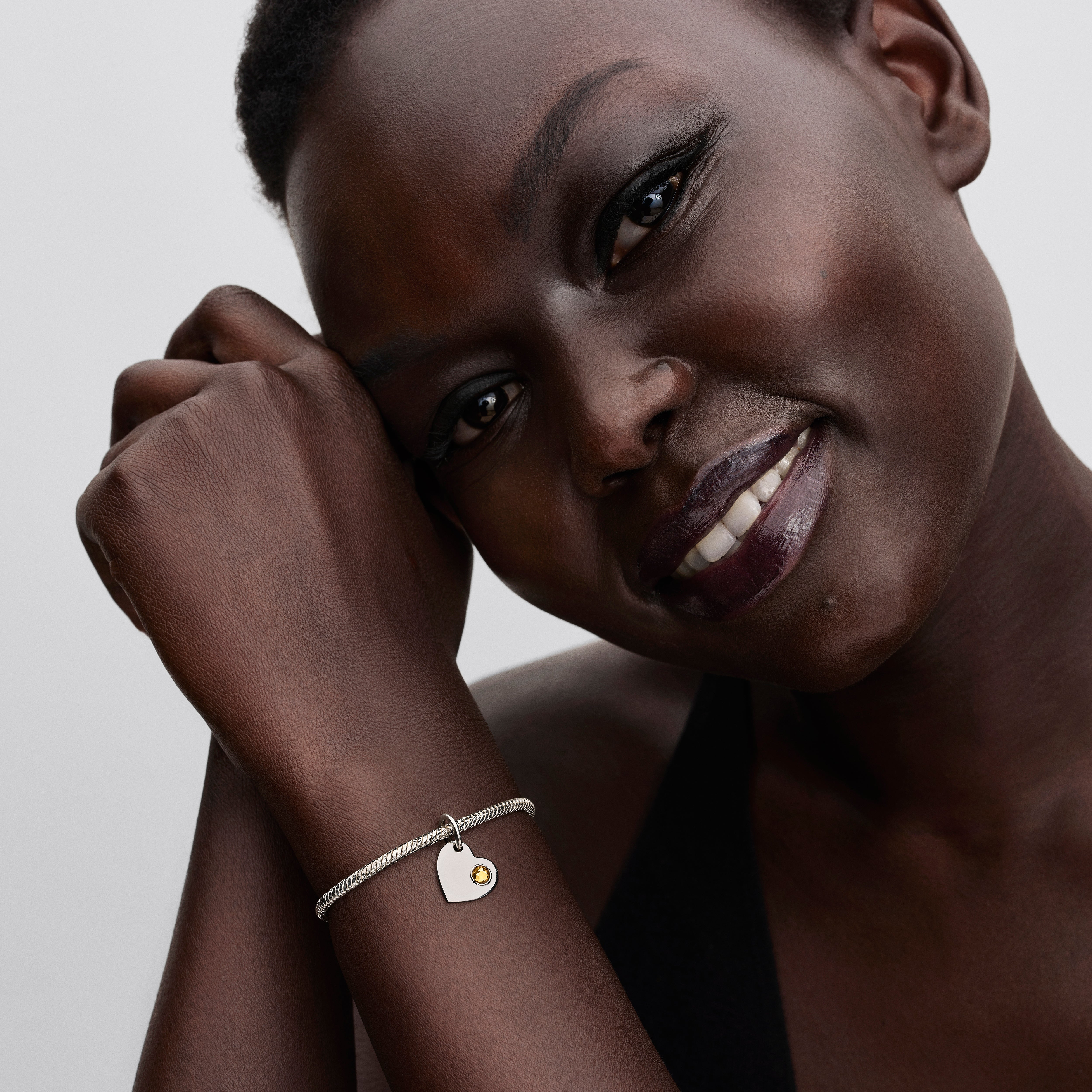 Engravable Heart Honey Stone Dangle Charm