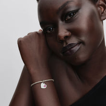 Load image into Gallery viewer, Engravable Heart Pink Stone Dangle Charm
