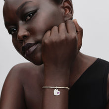 Load image into Gallery viewer, Engravable Heart Purple Stone Dangle Charm
