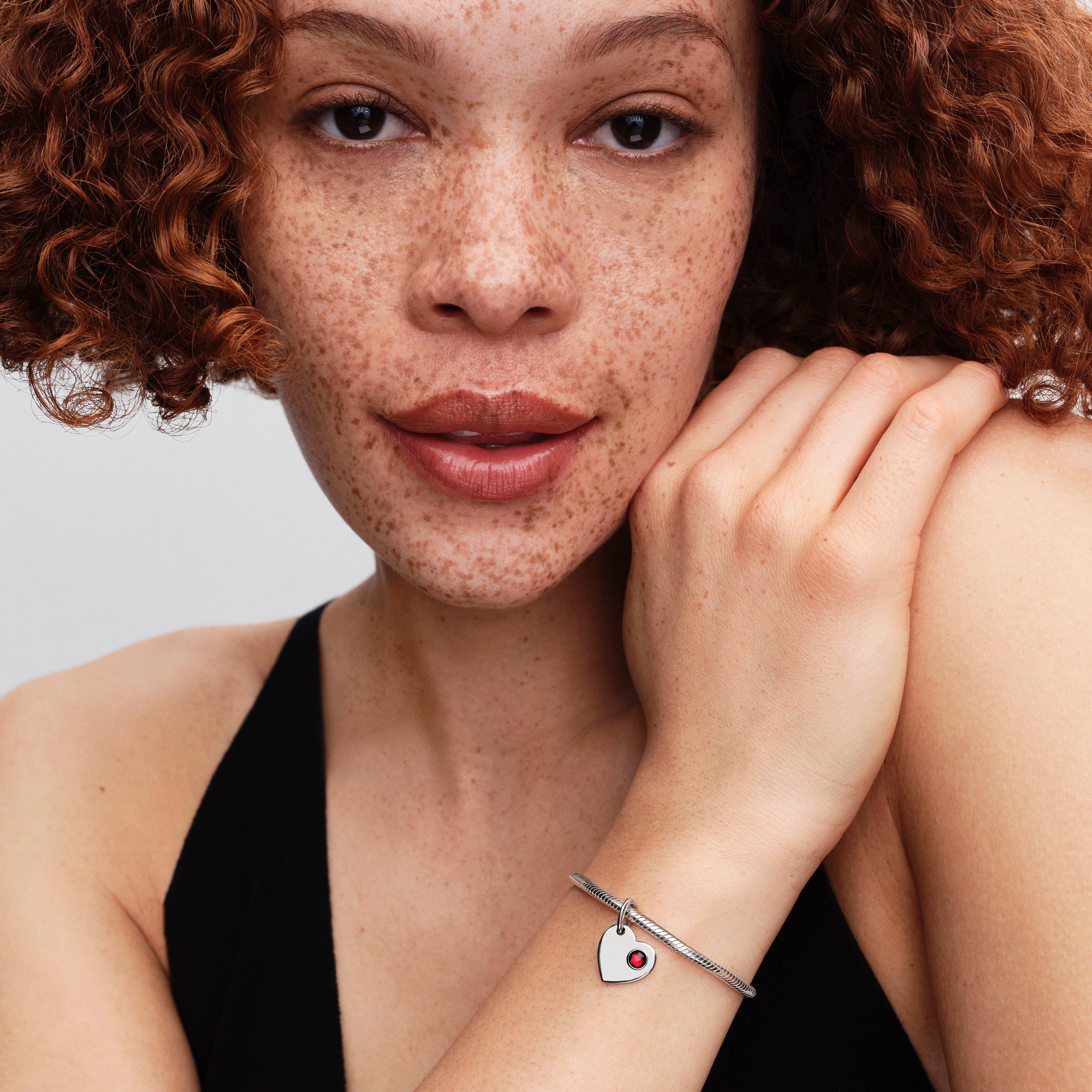 Engravable Heart Red Stone Dangle Charm