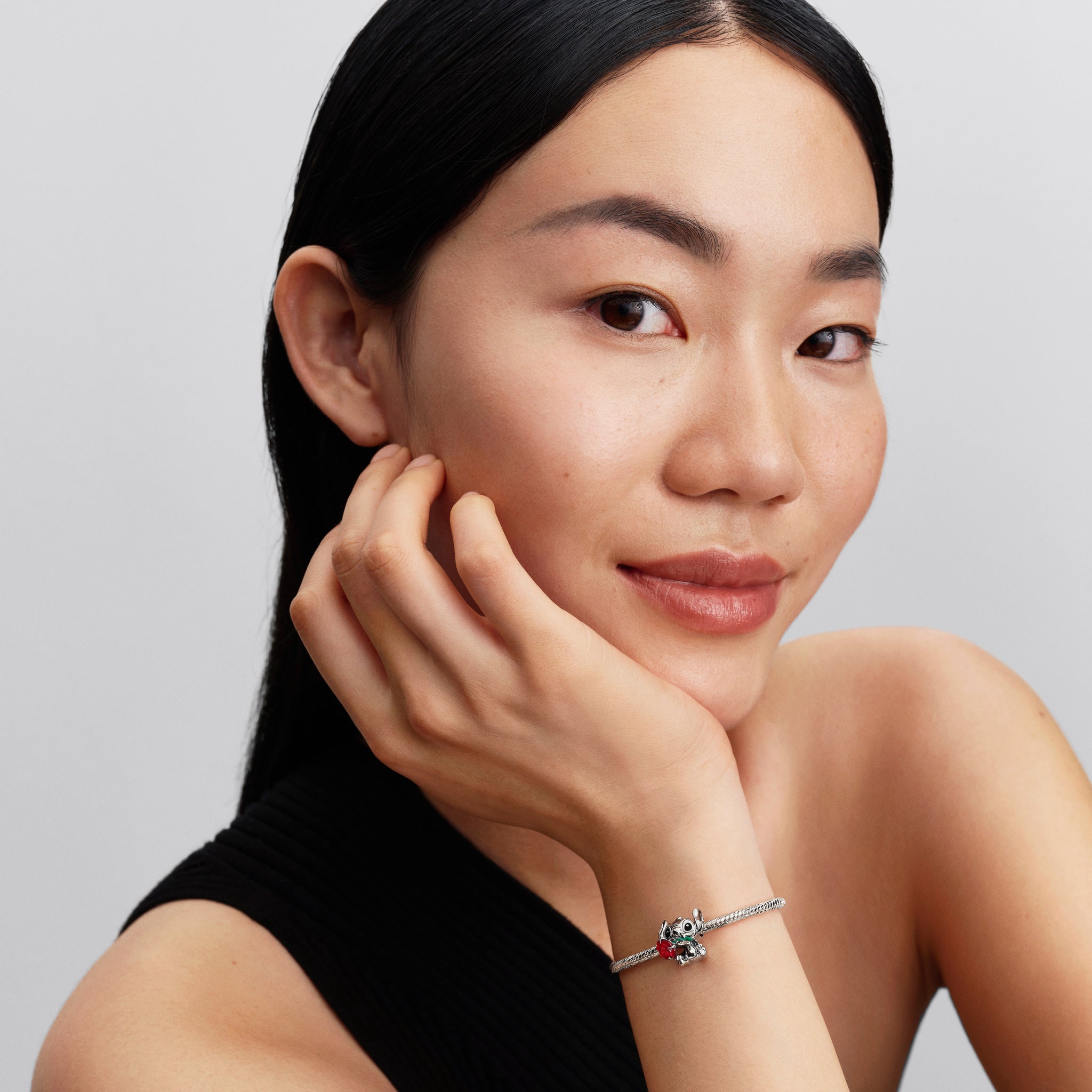 Disney Stitch Rose Murano Glass Charm