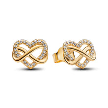 Load image into Gallery viewer, Sparkling Infinity Heart Stud Earrings
