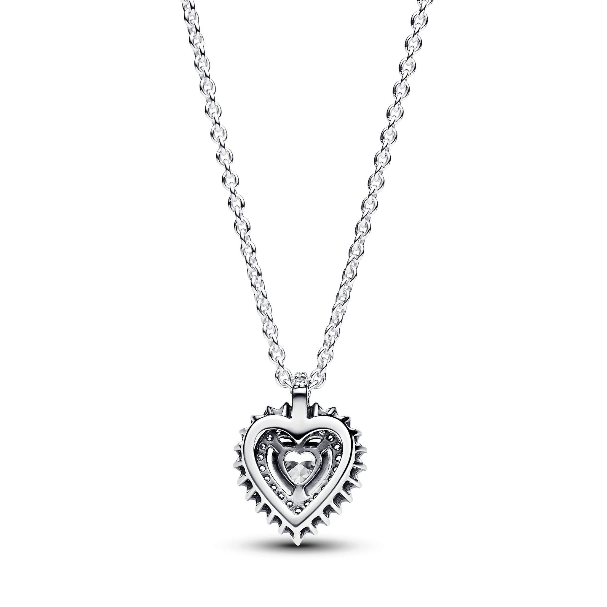 Sparkling Heart Halo Pendant Necklace1